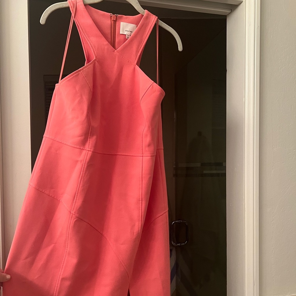 Cinq a sept coral fitted dress with slit